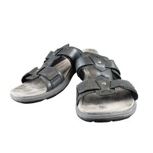 Merrell Black Leather Performance Slide Sandals Womens 9 J55286 M-Select Grip